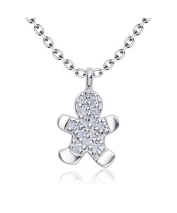 Gingerbread Man Cookie Designed With CZ Silver Necklace SPE-5231